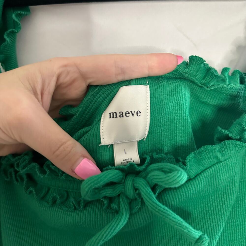 Maeve Anthropologie Ruffled Cami Top Green Size Large - Picture 5 of 5